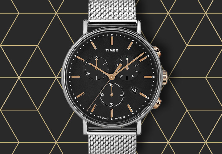 681-085 Timex 41mm Weekend Quartz Chronograph Mesh Bracelet Watch