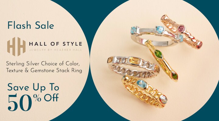 187-377 Hall of Style Sterling Silver Choice of Color, Texture & Gemstone Stack Ring