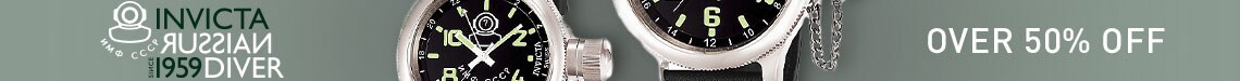 699-645 Invicta Men's 52mm Russian Diver Quartz 3-Hand Black Dial Leather Strap Watch (7002)