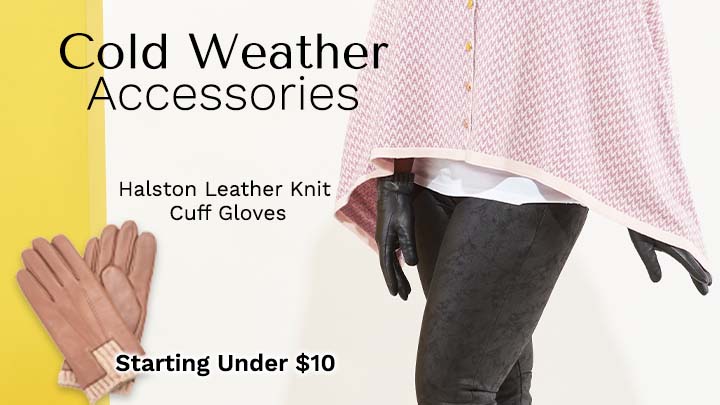 751-058 Halston Leather Knit Cuff Gloves