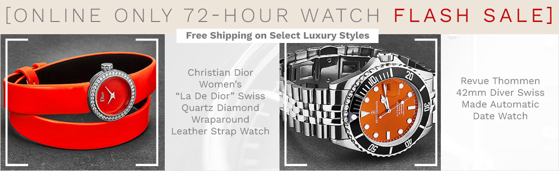 690-878 Christian Dior Women's La De Dior Swiss Quartz Diamond Acct Orange Wraparound Leather Strap, 911-495 Revue Thommen 42mm Diver Swiss Made Auto Date Watch (17571.2239)