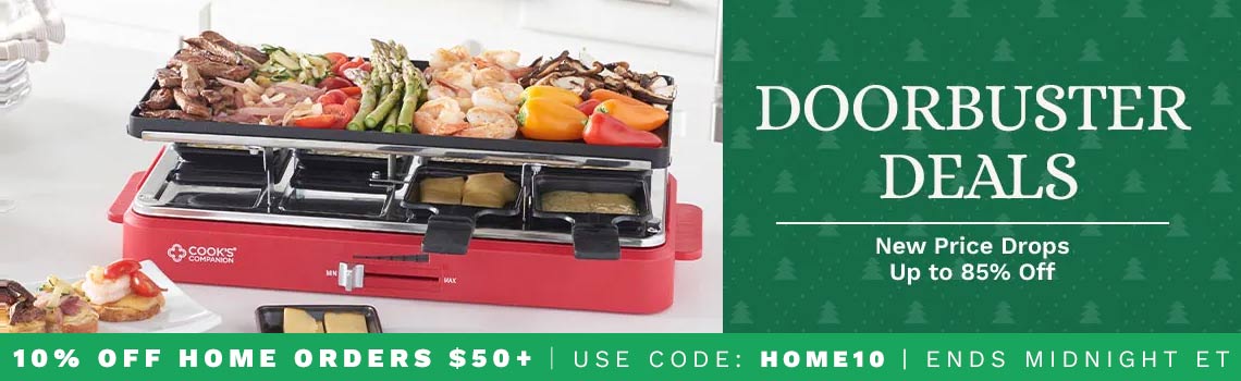 DoorBuster Prices - Up to 85% Off  | 489-318 Cook's Companion® 1300W 3-in-1 Nonstick Electric Party Table Grill