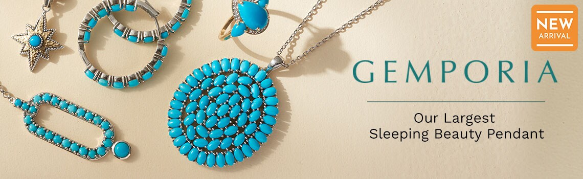 203-389 Gemporia Sleeping Beauty Turquoise Medallion Pendant w Chain