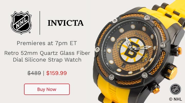 911-463 Invicta NHL Retro 52mm Quartz Glass Fiber Dial Silicone Strap Watch