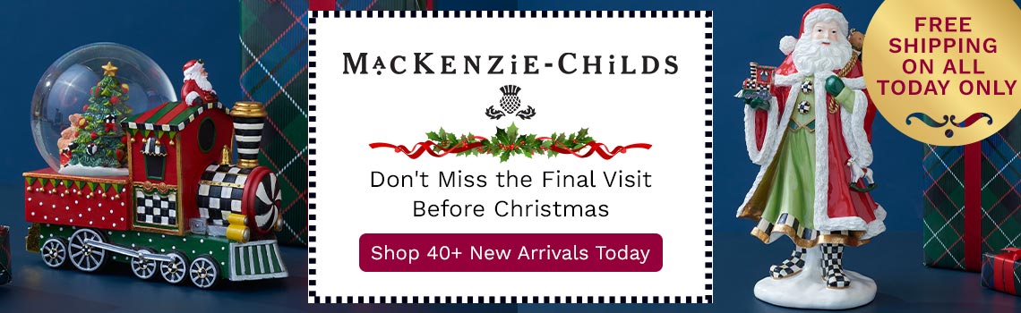 516-122 MacKenzie-Childs Toyland Train Snow Globe | 516-123 MacKenzie-Childs Toyland 14 Hand-Painted Santa