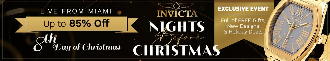 8th Day of Christmas - 911-308 Invicta Slim 41mm or 48mm Quartz Day & Date Bracelet Watch