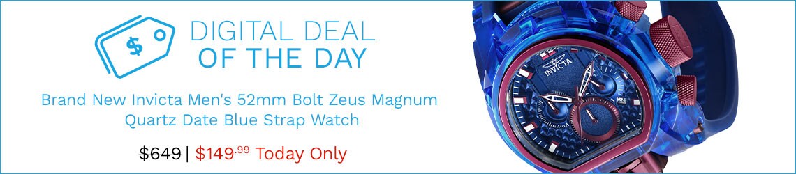 920-252 Invicta 52mm Bolt Zeus Magnum Quartz Date Blue Strap Watch