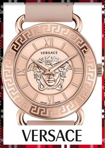 925-185 Versace Women's Medusa Swiss Made Quartz Leather Strap Watch