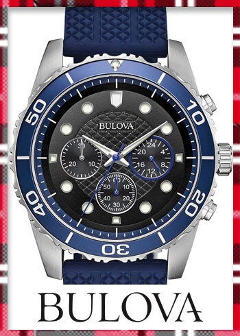 664-607 Bulova Men's 43mm Quartz Chronograph Blue Silicon Strap Watch